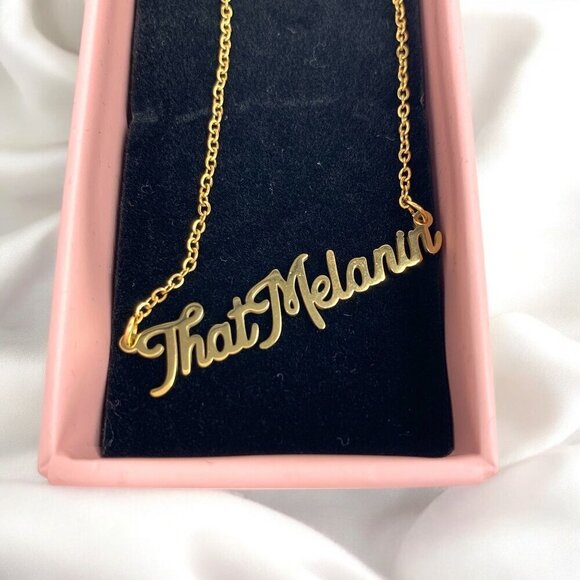 Izzy & Liv That Melanin Necklace Gold Tone 17"L Plus Hook Earrings - Picture 2 of 7